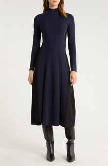 Reiss Zaya Mock Neck Long Sleeve Rib Dress