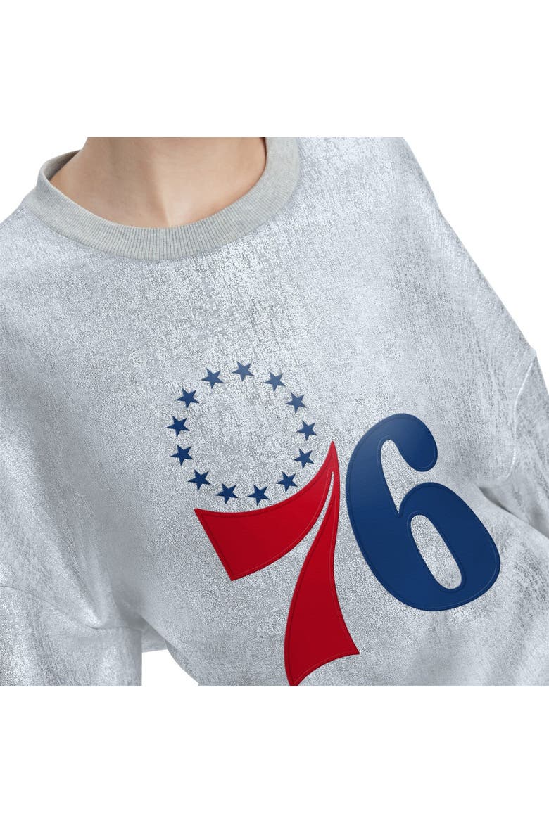 Women's Tommy Jeans Silver Philadelphia 76ers Tracy Pullover Sweatshirt, Alternate, color, Silver