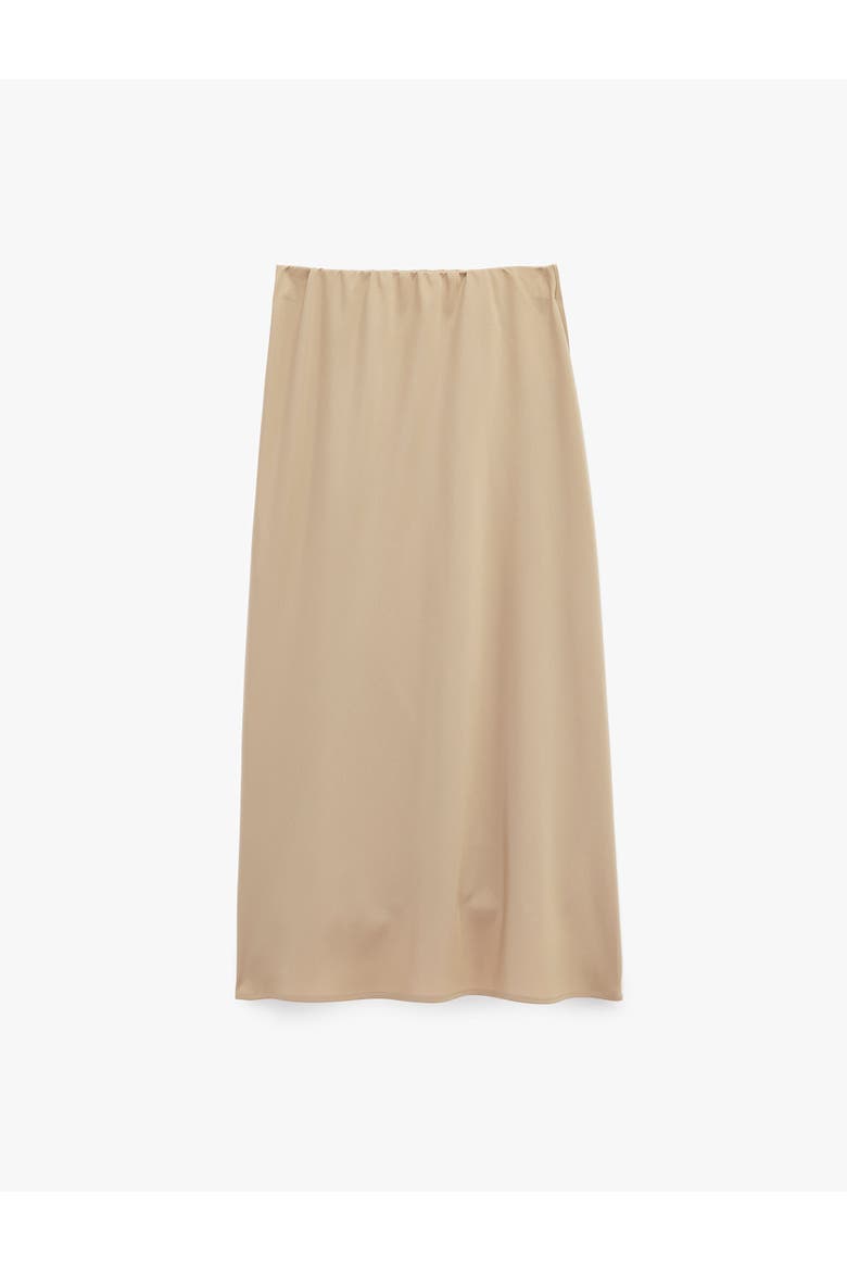 Elastic Waist Satin Midi Skirt, Main, color, BEIGE