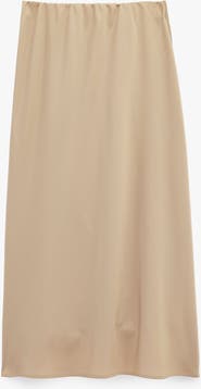 Koton Elastic Waist Satin Midi Skirt