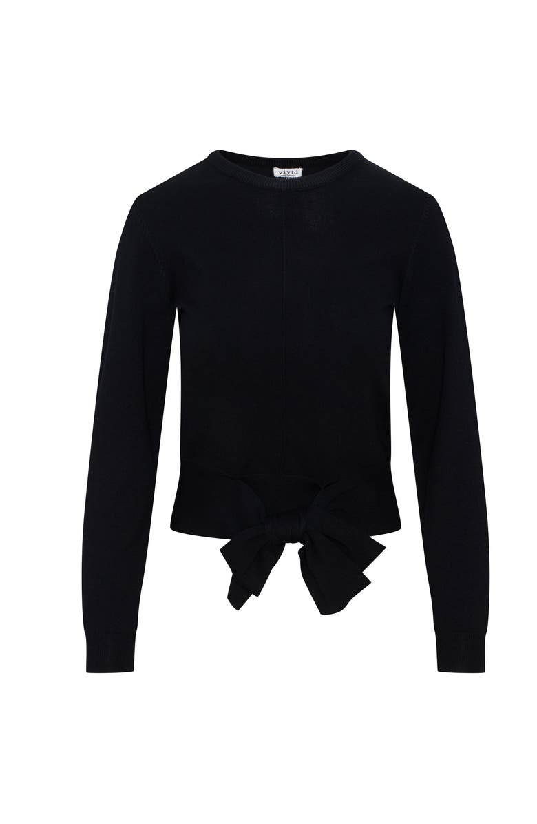 Vivid Crew Neck Bottom Tie Soft Knit Sweater, Main, color, Black