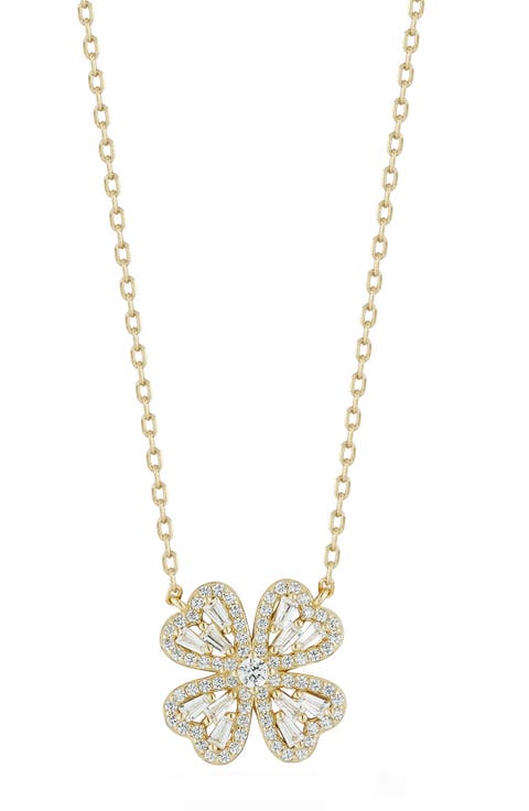 Cubic Zirconia Four Leaf Clover Pendant Necklace