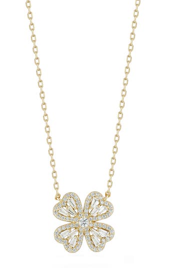 Glaze Jewelry Cubic Zirconia Four Leaf Clover Pendant Necklace