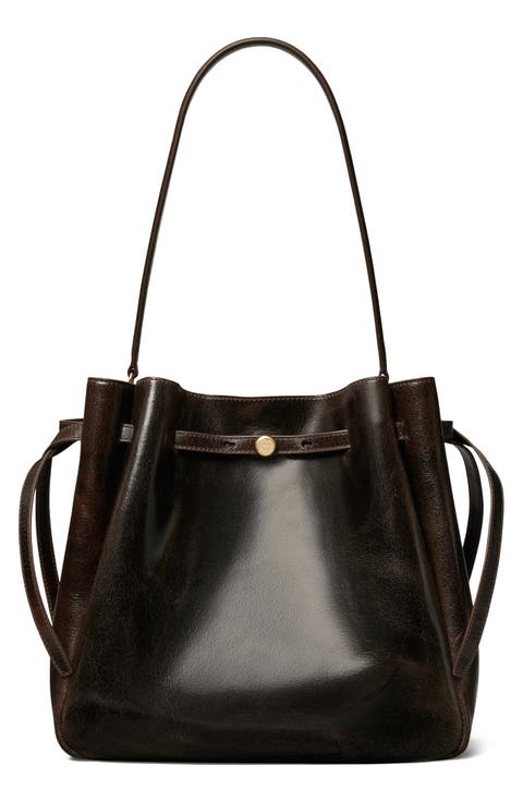 Romy Distressed Large Leather Bucket Bag