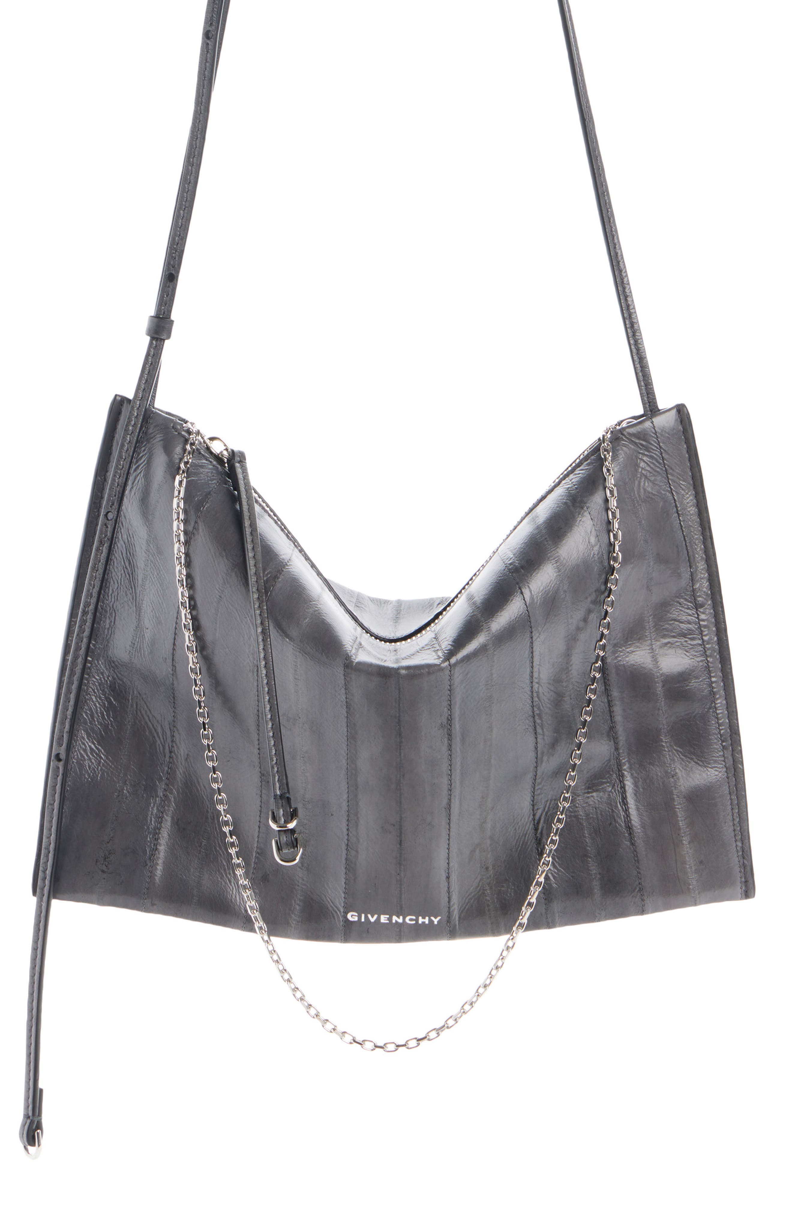 Voyou Leather Pochette, Main, color, DARK GREY
