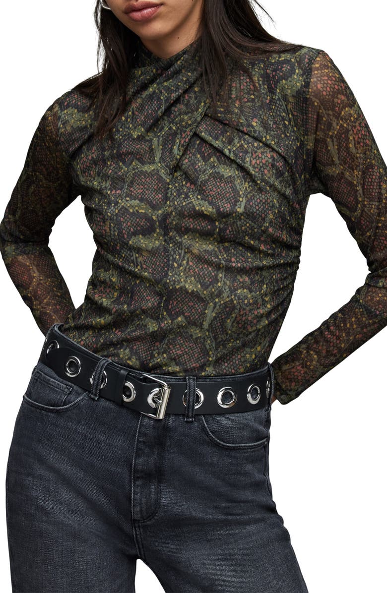 AllSaints Tia Tamora Long Sleeve Mesh Top, Main, color, 