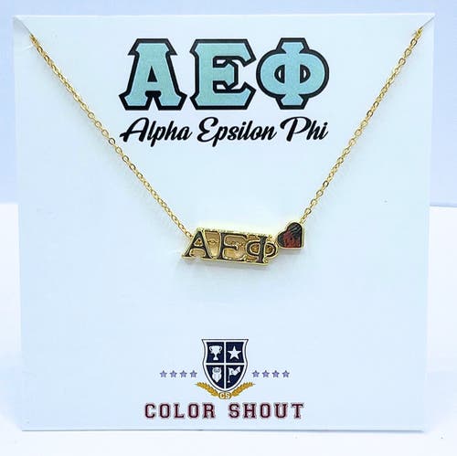 Color Shout Alpha Epsilon Phi Sorority Gold Heart Necklace In Gold