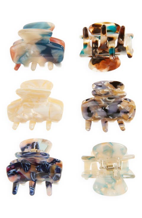 Assorted 6-Pack Mini Jaw Hair Clips
