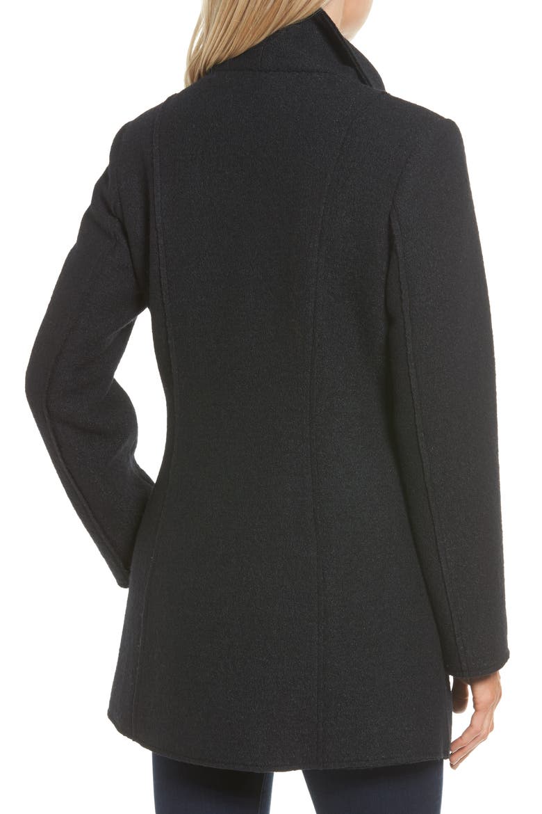 Asymmetrical Zip Boiled Wool Blend Coat, Alternate, color, BLACK