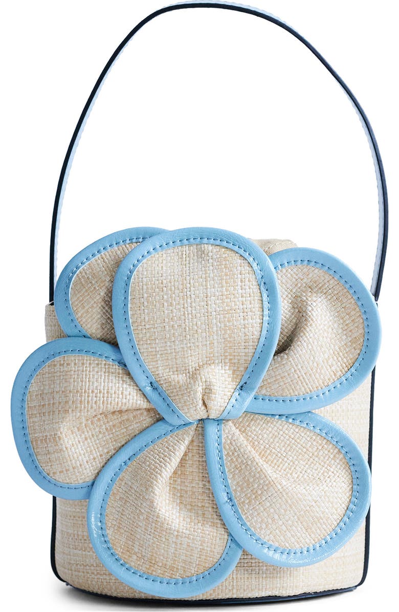Topshop Medium Gino Straw Flower Bag, Main, color,