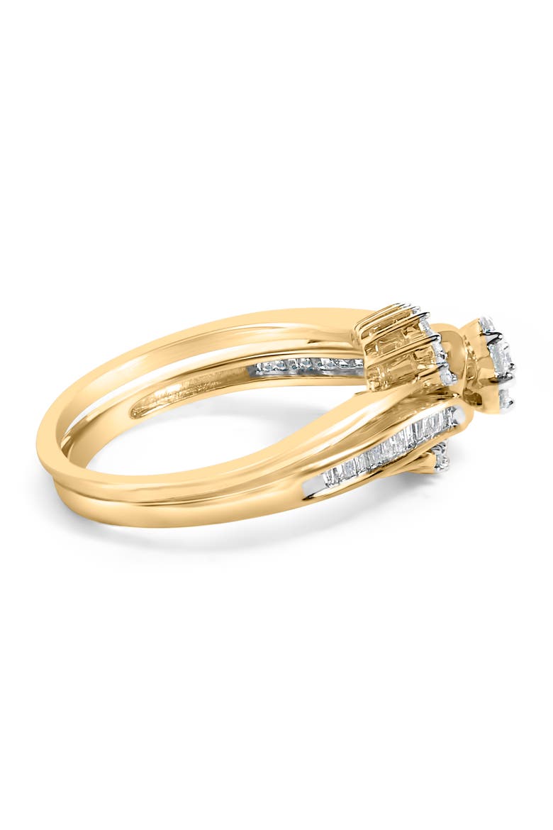 14K Yellow Gold Plated Sterling Silver 1/2 Cttw Diamond Cluster Spiral Bridal Set, Alternate, color, Yellow Gold over Silver