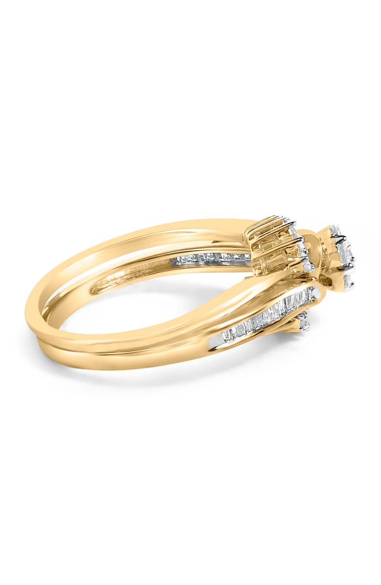 Haus of Brilliance 14K Yellow Gold Plated Sterling Silver 1/2 Cttw Diamond Cluster Spiral Bridal Set, Alternate, color, Yellow Gold Over Silver