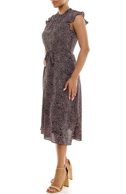 Nina Leonard Smock Chiffon Midi Dress In Multi