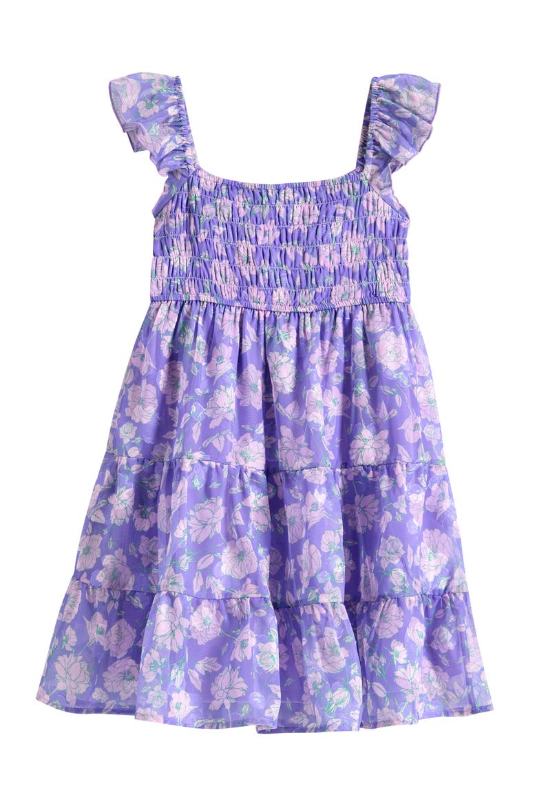 Kids' Floral Burnout Chiffon Party Dress, Main, color, LILAC