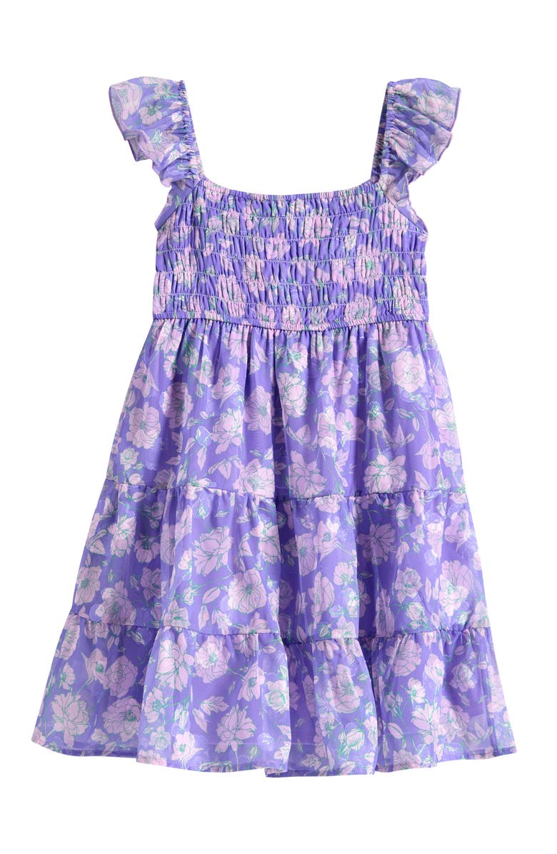 Ava & Yelly Kids' Floral Burnout Chiffon Party Dress, Main, color, Lilac