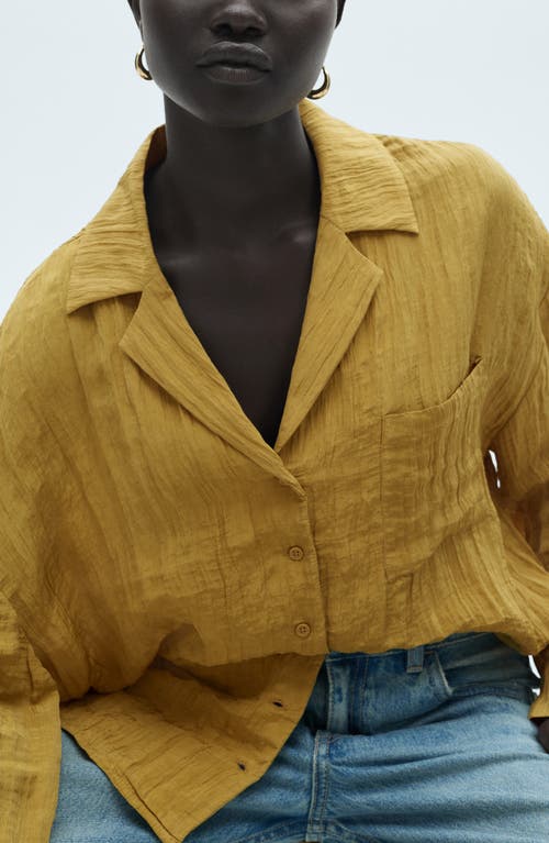 Mango Textured Button-up Shirt In Mustard