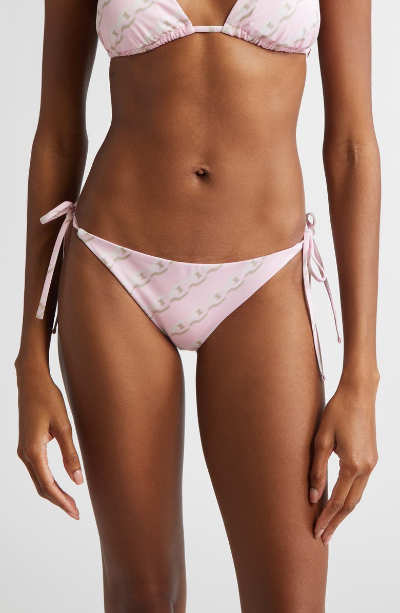 Versace Treasure Print Side Tie Bikini Bottoms, Main, color, Pastel Pink Milk