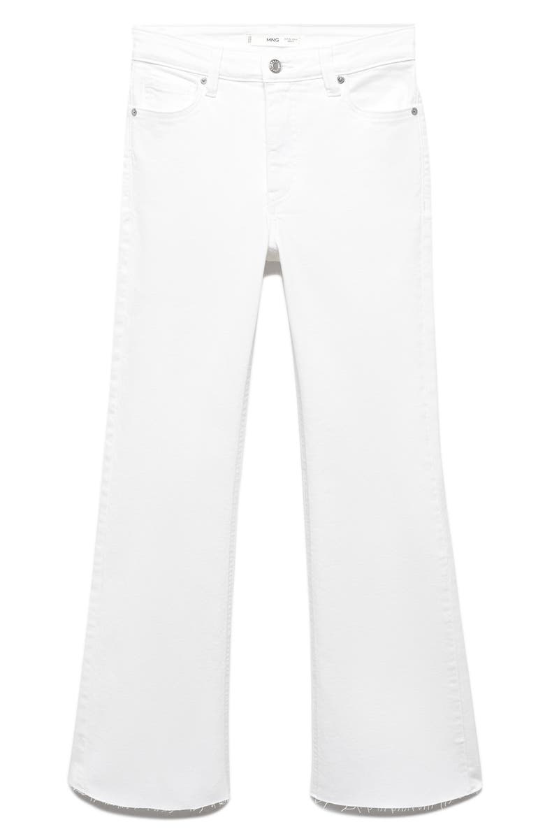 MANGO Raw Hem Crop Flare Jeans, Alternate, color, White