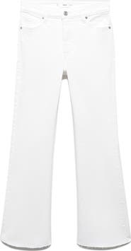 MANGO Raw Hem Crop Flare Jeans