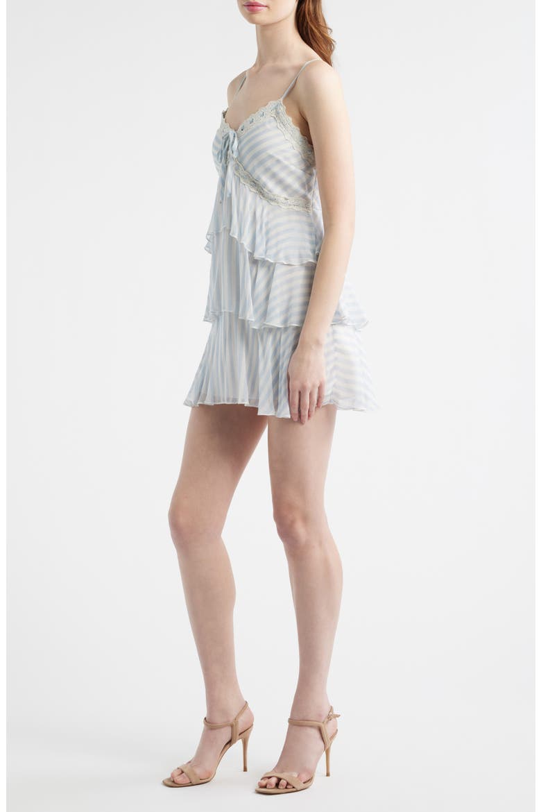 Marlia Stripe Tiered Minidress, Alternate, color, LARIAT BLUE