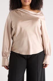 Renee C Drop Shoulder Satin Top