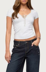 EDIKTED Balor Lace Up Top