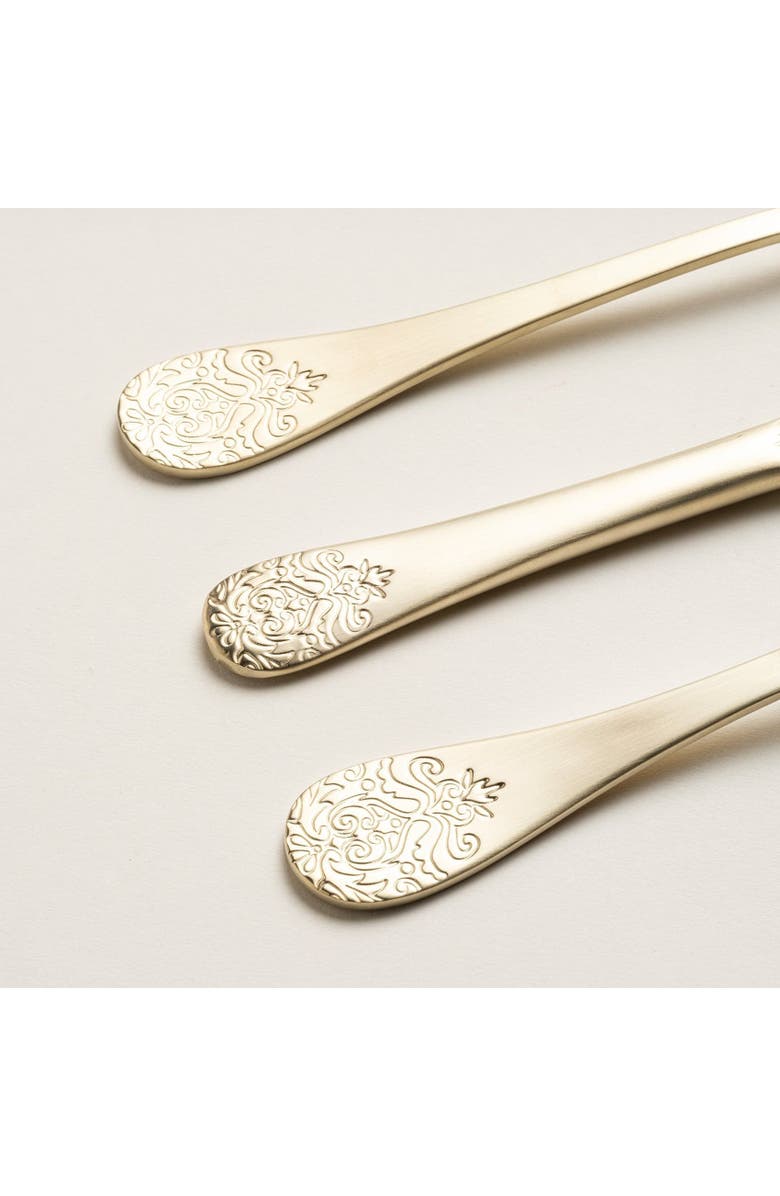 Zsa Zsa Zsu Dume Patterned Steel Dessert Knife Set Of 4, Alternate, color, Champagne