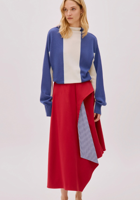 Kayra Cotton Striped Skirt