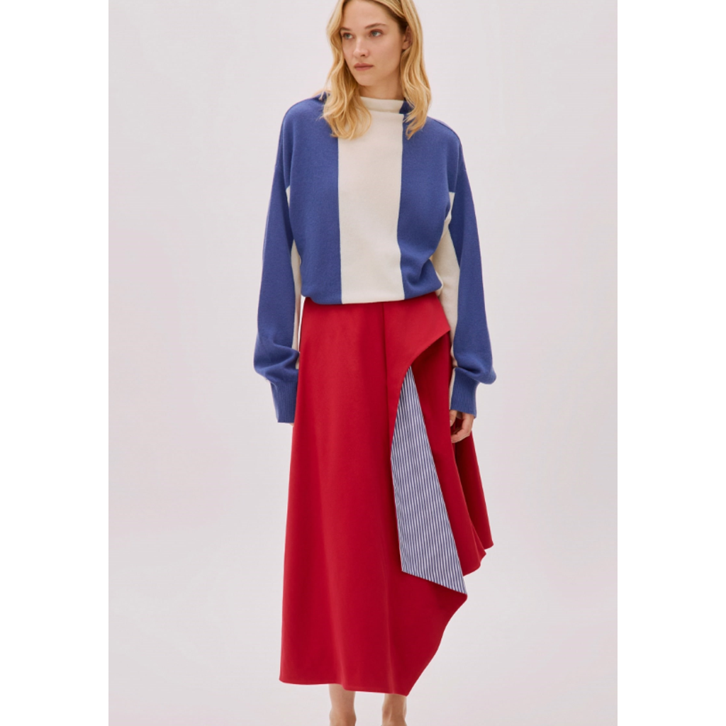 Labeca London Kayra Cotton Striped Skirt In Red