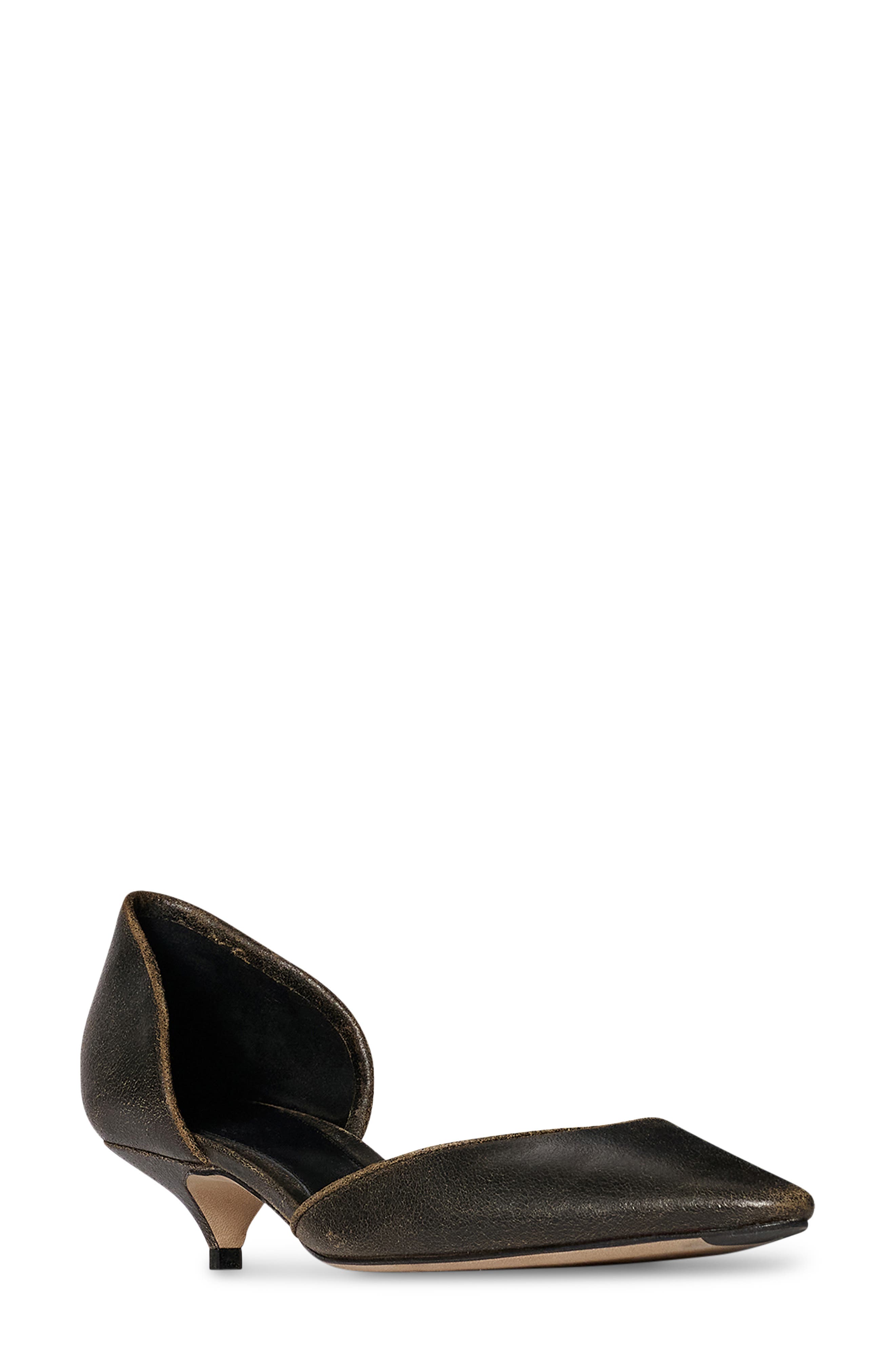The Row Liisa Pointed Toe Kitten Heel d'Orsay Pump, Main, color, Dark Brown