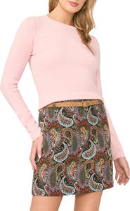 Halogen® Button Cuff Rib Crewneck Sweater