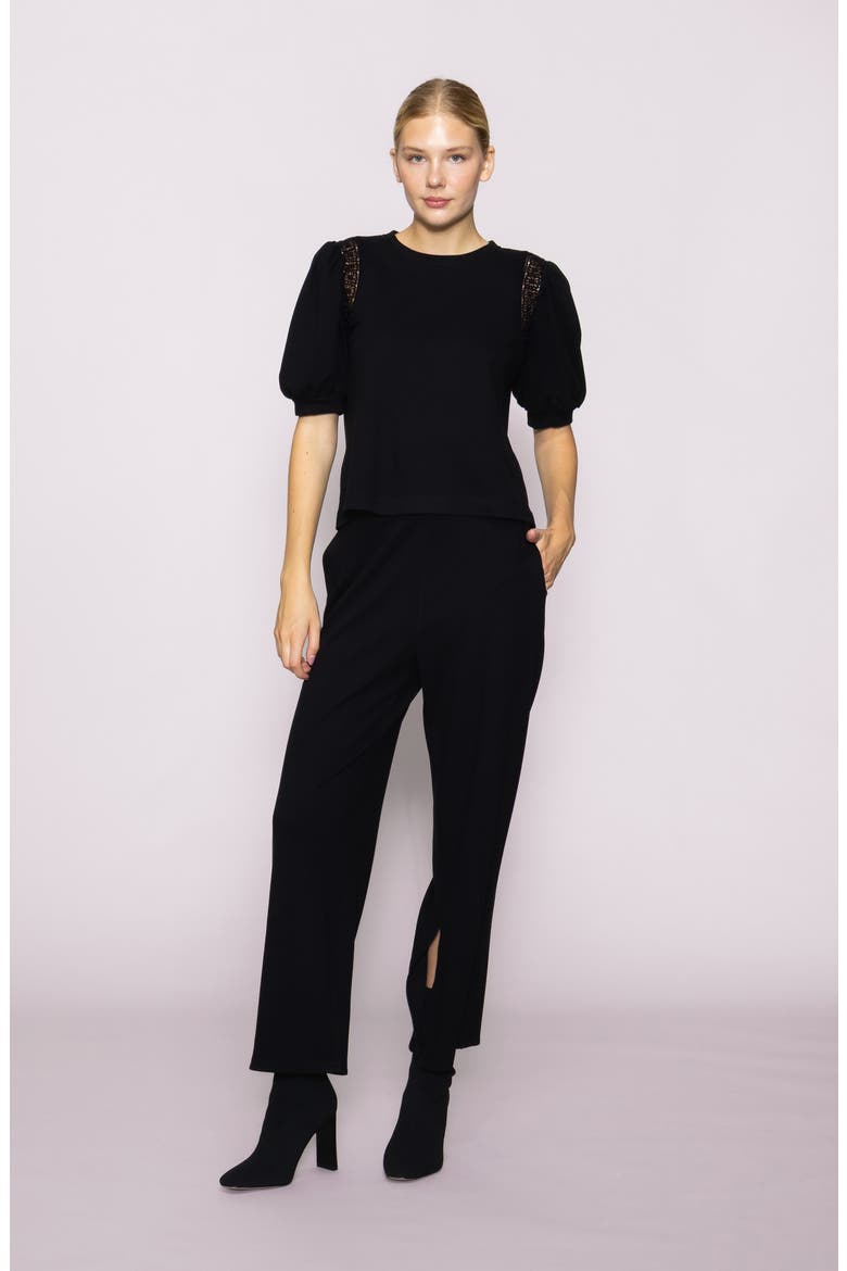 Side Split Wide Leg Knit Pants, Alternate, color, BLACK