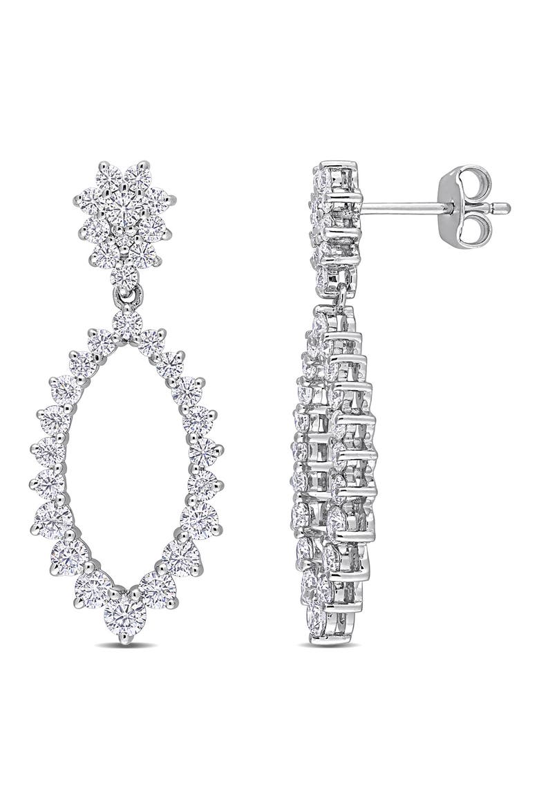 Sterling Silver Dew Created Moissanite Hoop Earrings, Main, color, SILVER