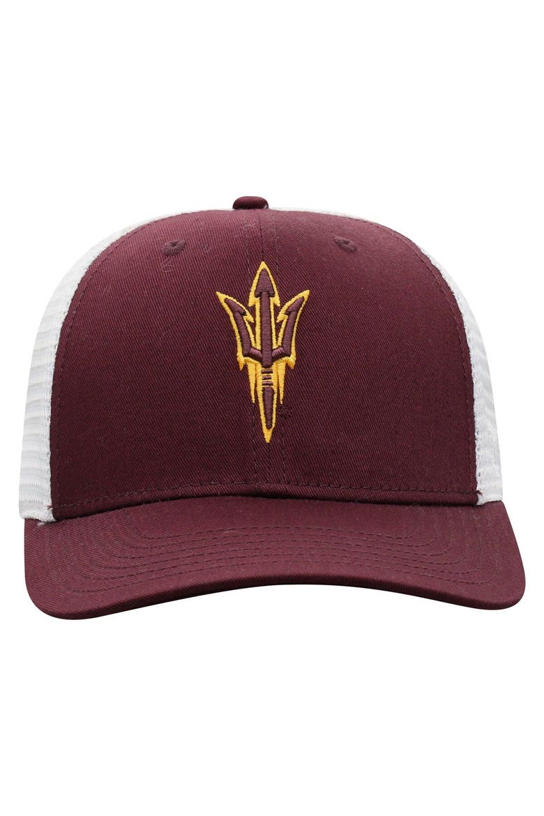 Men's Top of the World Maroon/White Arizona State Sun Devils Trucker Snapback Hat, Alternate, color, Maroon