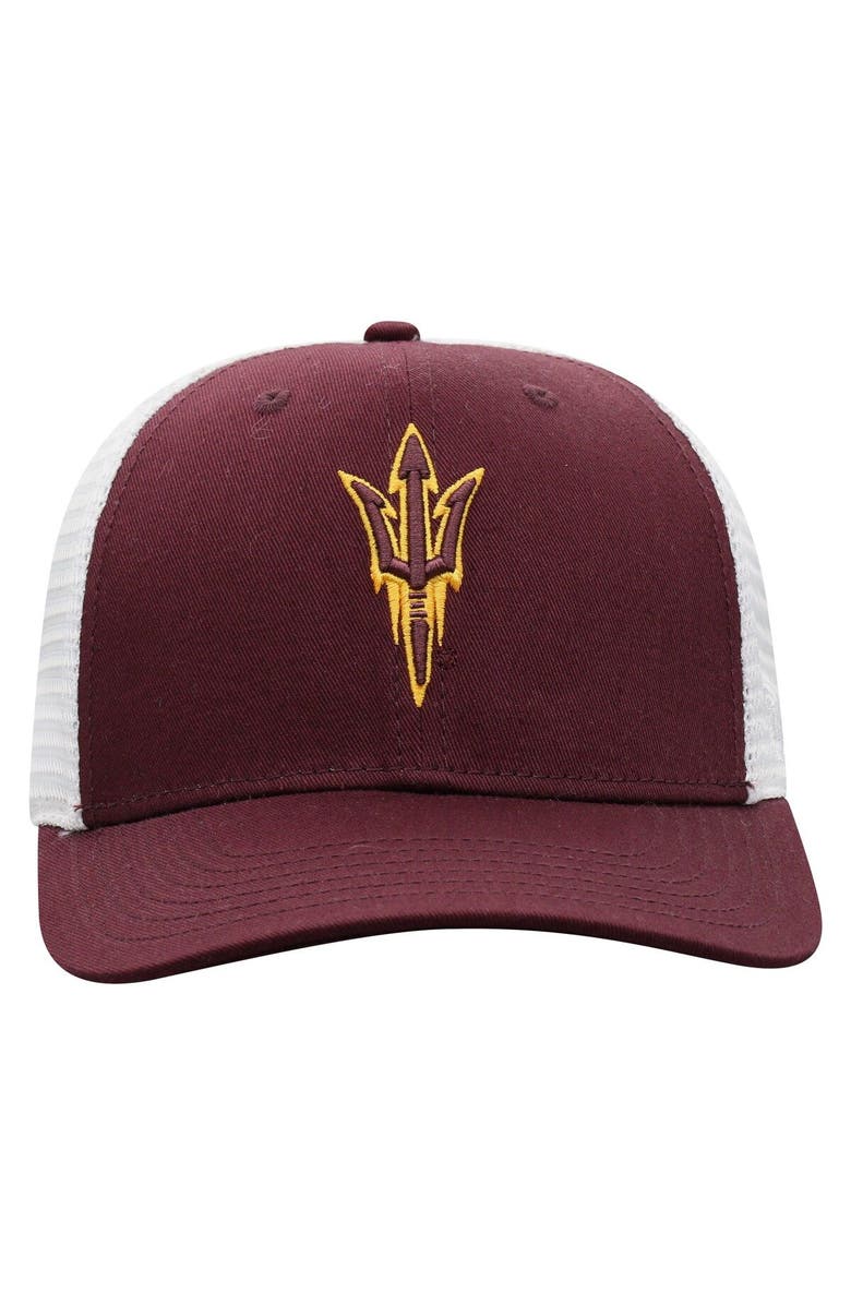 TOP OF THE WORLD Men's Top of the World Maroon/White Arizona State Sun Devils Trucker Snapback Hat, Alternate, color,