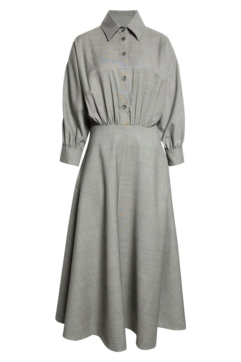 Eleanor Wool Stretch Twill Midi Shirtdress, Alternate, color, GREY MELANGE