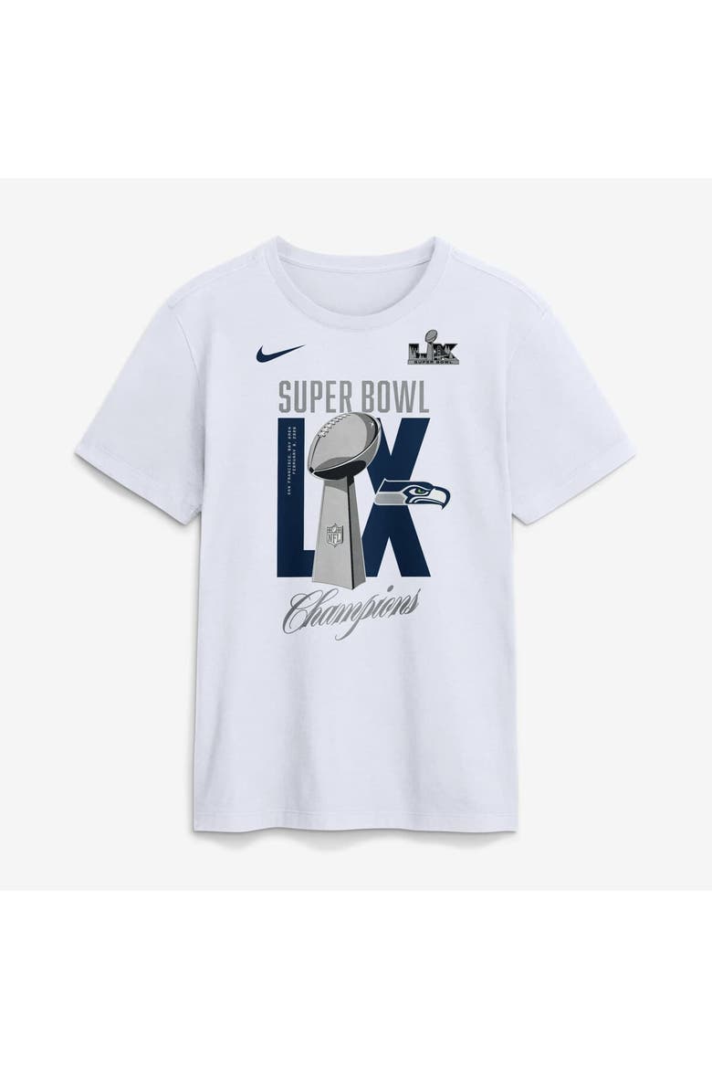Men's Nike  White Seattle Seahawks Super Bowl LX Champions Lombardi Trophy T-Shirt, Main, color, White