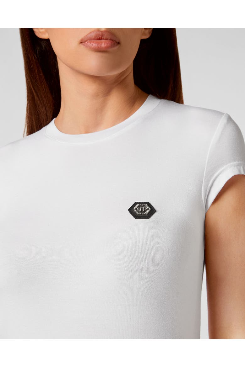 T-Shirt Round Neck Hexagon Women, Alternate, color, white