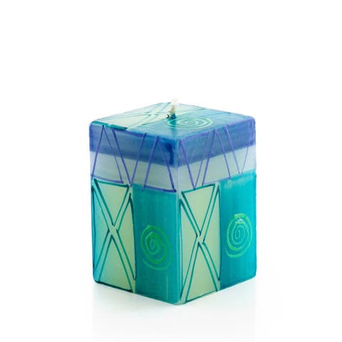 Blue & Green Painted Cube Candle
