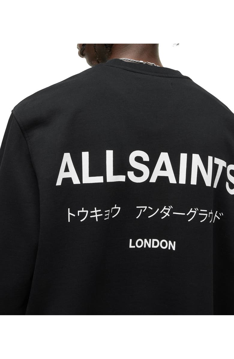 AllSaints Underground Logo Organic Cotton Graphic Sweatshirt, Alternate, color, Jet Black