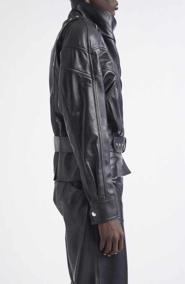 Vaquera Bombshell Belted Leather Jacket, Alternate, color, Black