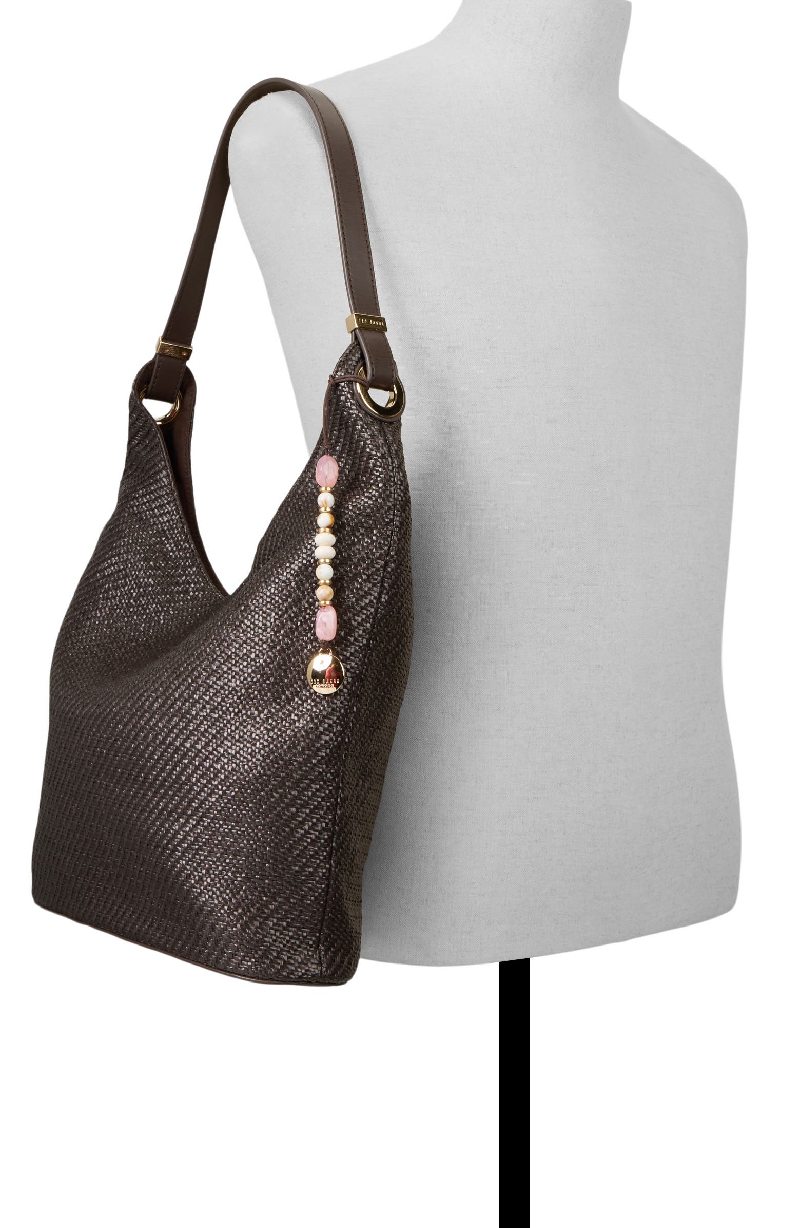 Perry Large Woven Tote, Alternate, color, DARK BROWN