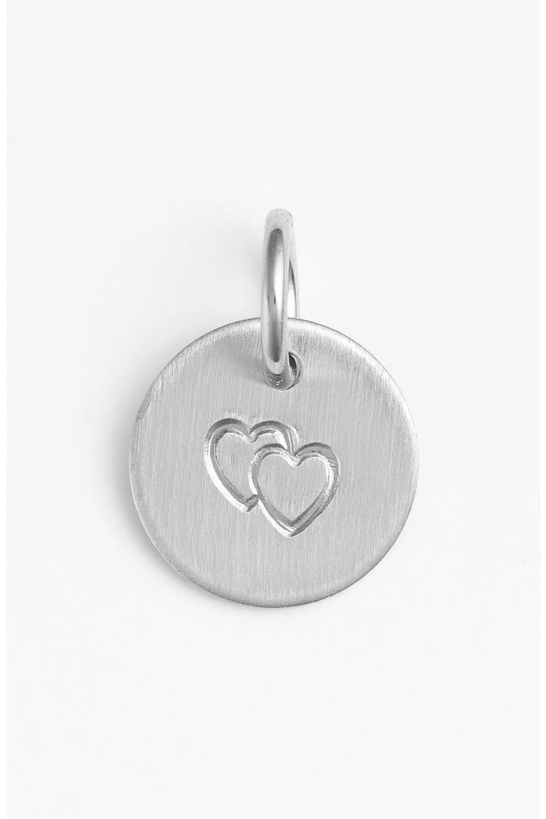 Double Heart Mini Stamp Charm, Main, color, STERLING SILVER HEART