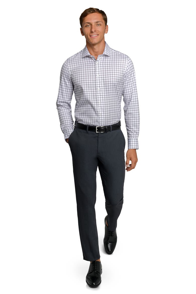 Reworked Slim Fit Grey Check Print Cotton Dress Shirt, Alternate, color, WHITE/ GREY