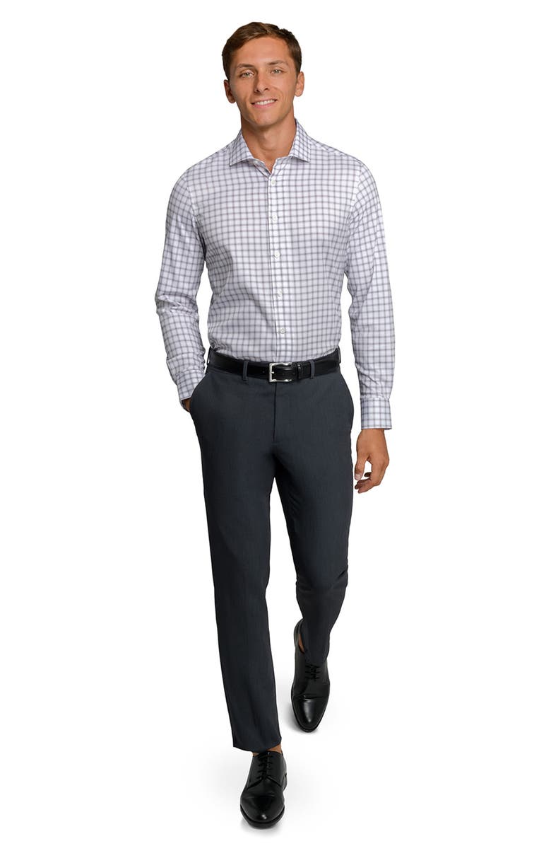 W.R.K Reworked Slim Fit Grey Check Print Cotton Dress Shirt, Alternate, color, White/ Grey