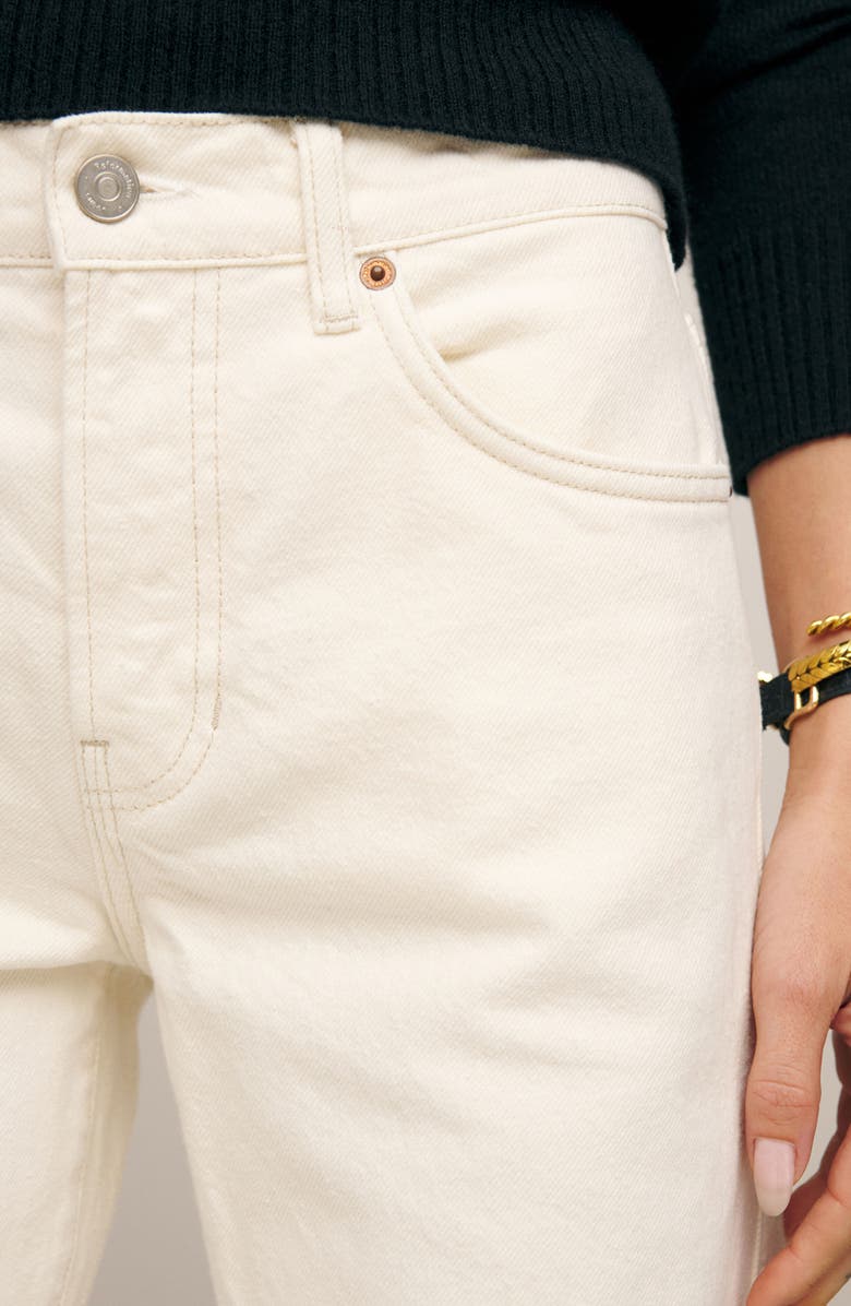 Reformation Val Baggy Distressed Straight Leg Jeans, Alternate, color, Fior Di Latte