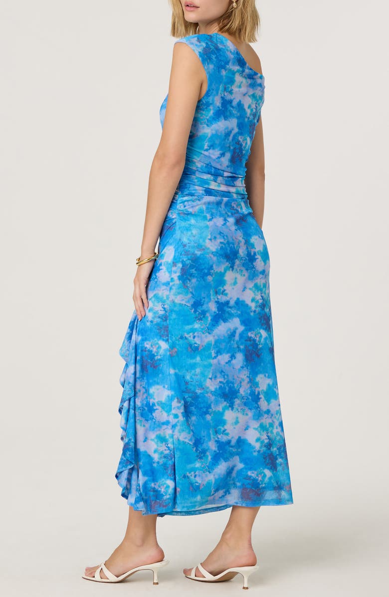 ASTR the Label Ruched One-Shoulder Maxi Dress, Alternate, color, Blue Watercolor