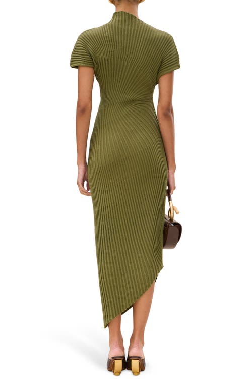 Cult Gaia Chrysta Turtleneck Rib Midi Sweater Dress In Green