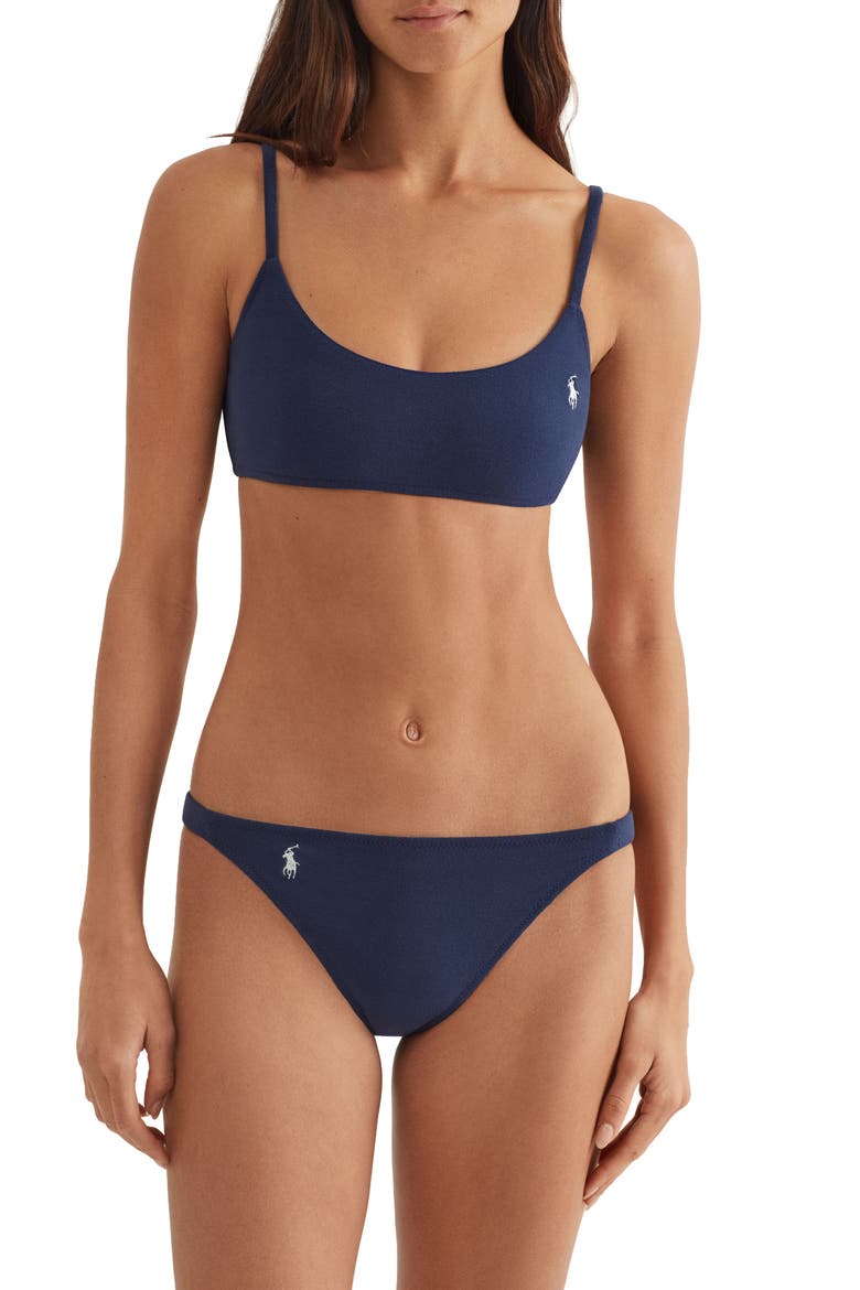Devin Side Tab Hipster Bikini Bottoms, Alternate, color, NAVY