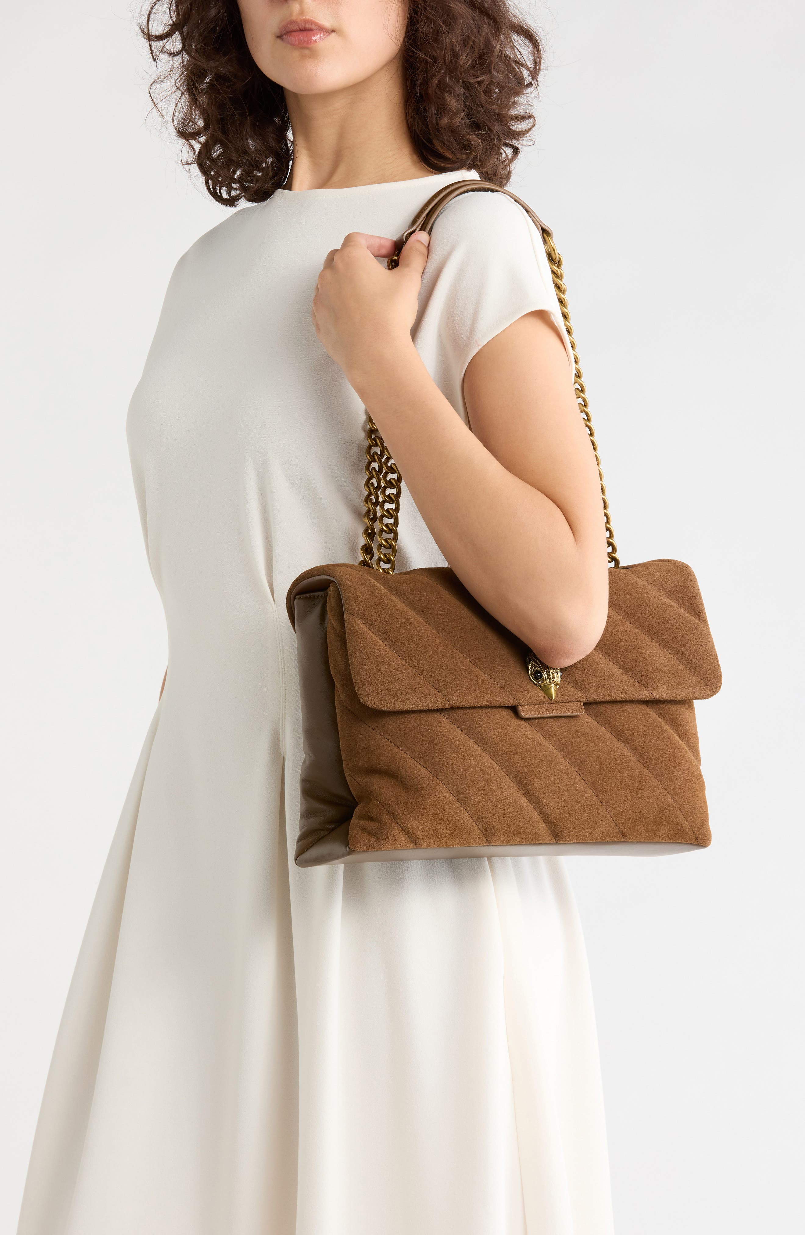 Large Soho Quilted Leather Shoulder Bag, Alternate, color, BROWN